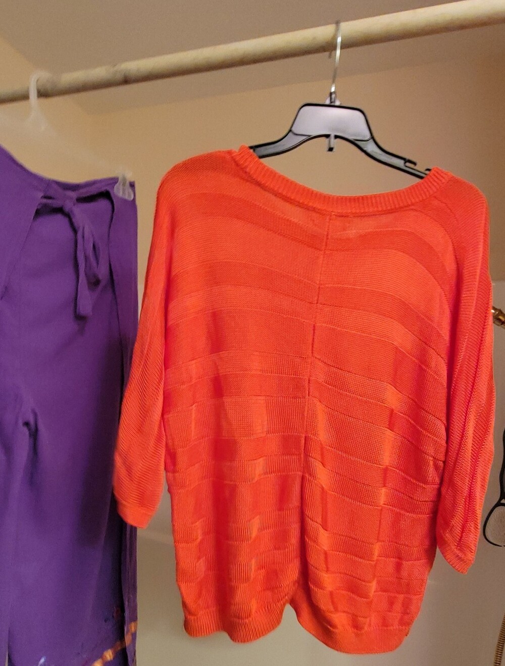 Bright Orange Calvin Klein Knit 3/4 Sleeves